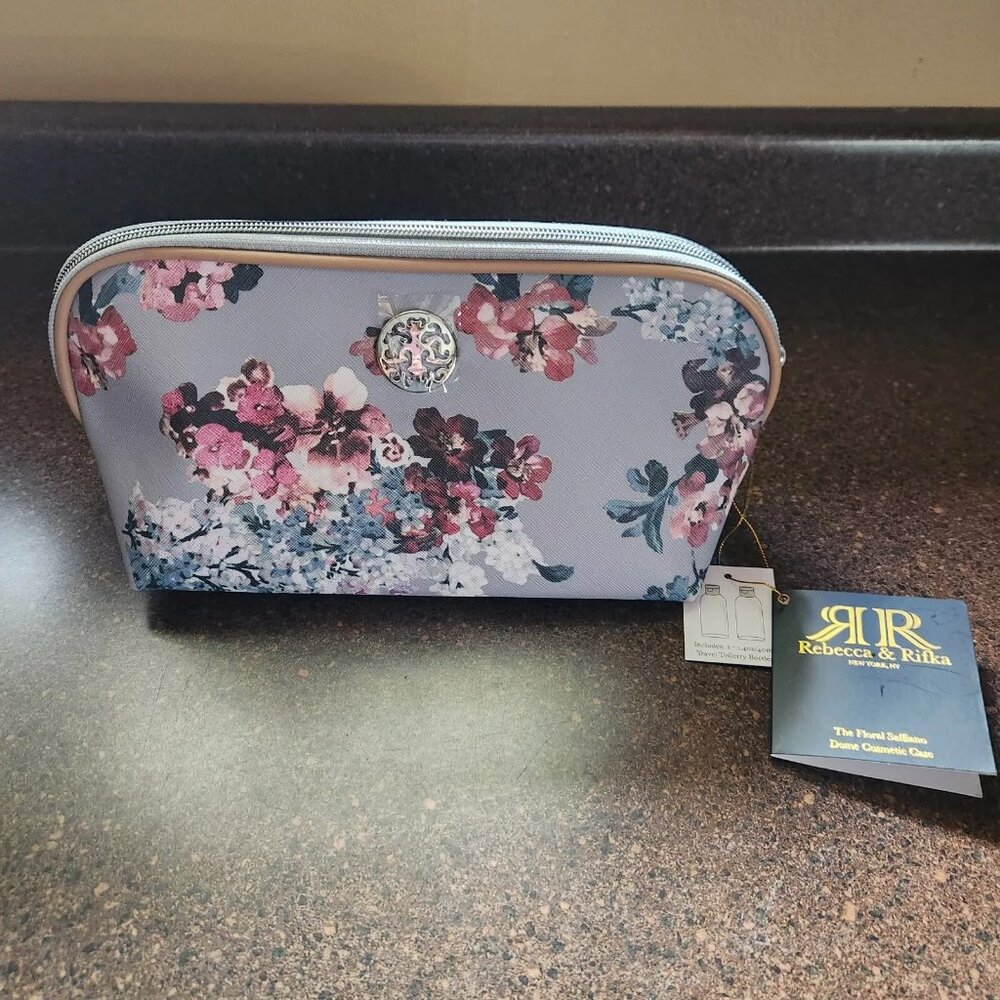 Rebecca & Rifka Floral Saffiano Toiletry Bag With Bottles